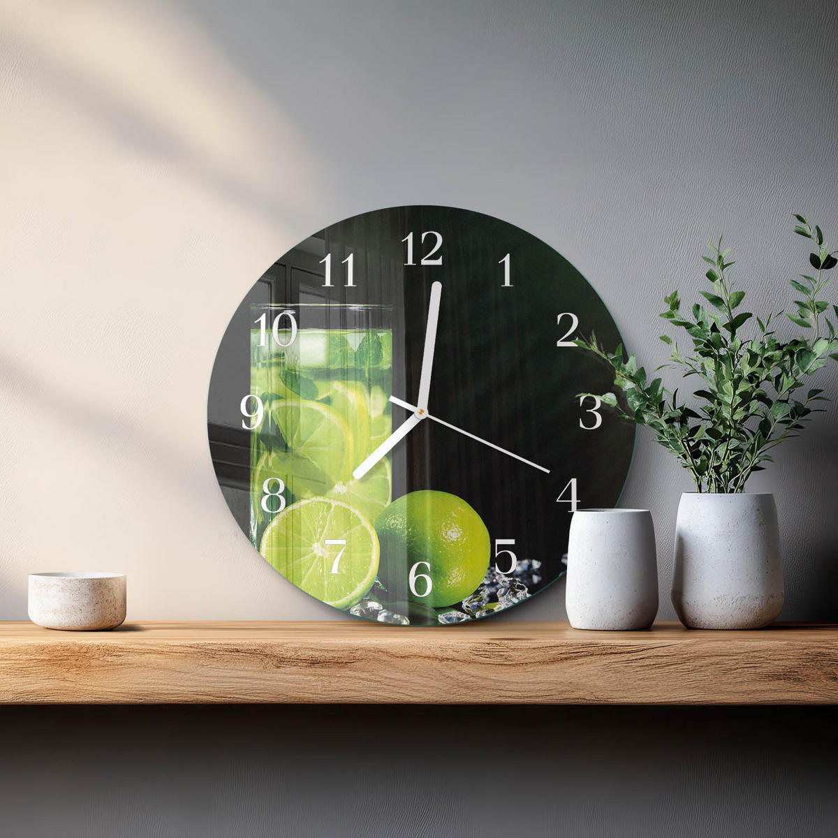 WANDUHR fi30 cm - Kalziumkarbonat - Grün, Glas (30/30/0.4cm) - TULUP