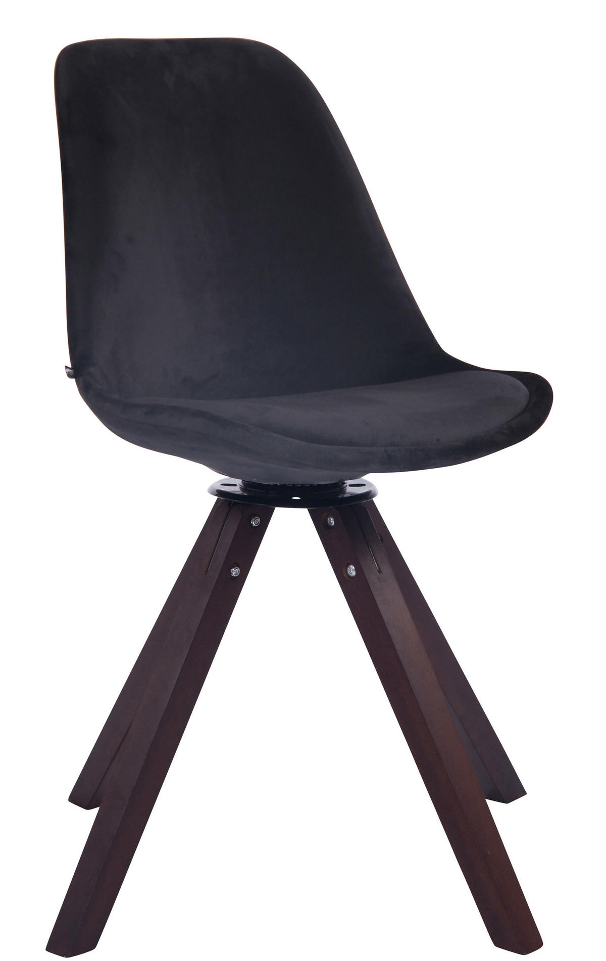 ESSZIMMERSTUHL Troll Samt, Gestell Buchenholz Square Walnuss Schwarz - Walnussfarben/Schwarz, Holz/Buchenholz (48/84/56cm) - TPFLiving