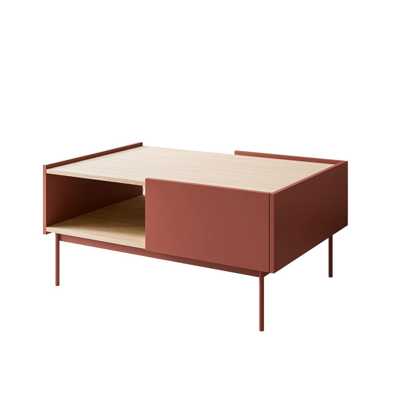 Lookway Couchtisch Rot, Eiche 97x45x65 cm