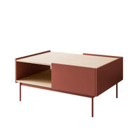 COUCHTISCH ESSENCE L97 mit Keramik Rot / Eiche Linea - Eichefarben/Rot, Holzwerkstoff (97/45/65cm) - Lookway