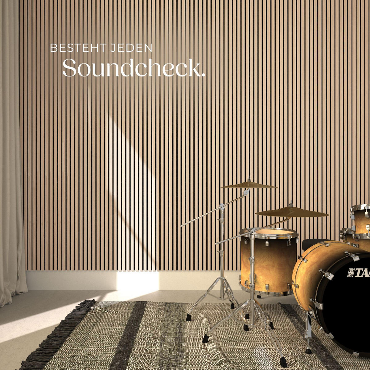AKUSTIKPANEELE 4er Set Sonic Wall Iv, je 110 x 50 x 1,1 cm, Größe flexibel anpassbar, Eiche hell - Eichefarben, Holz (50/1.1/110cm) - tectake