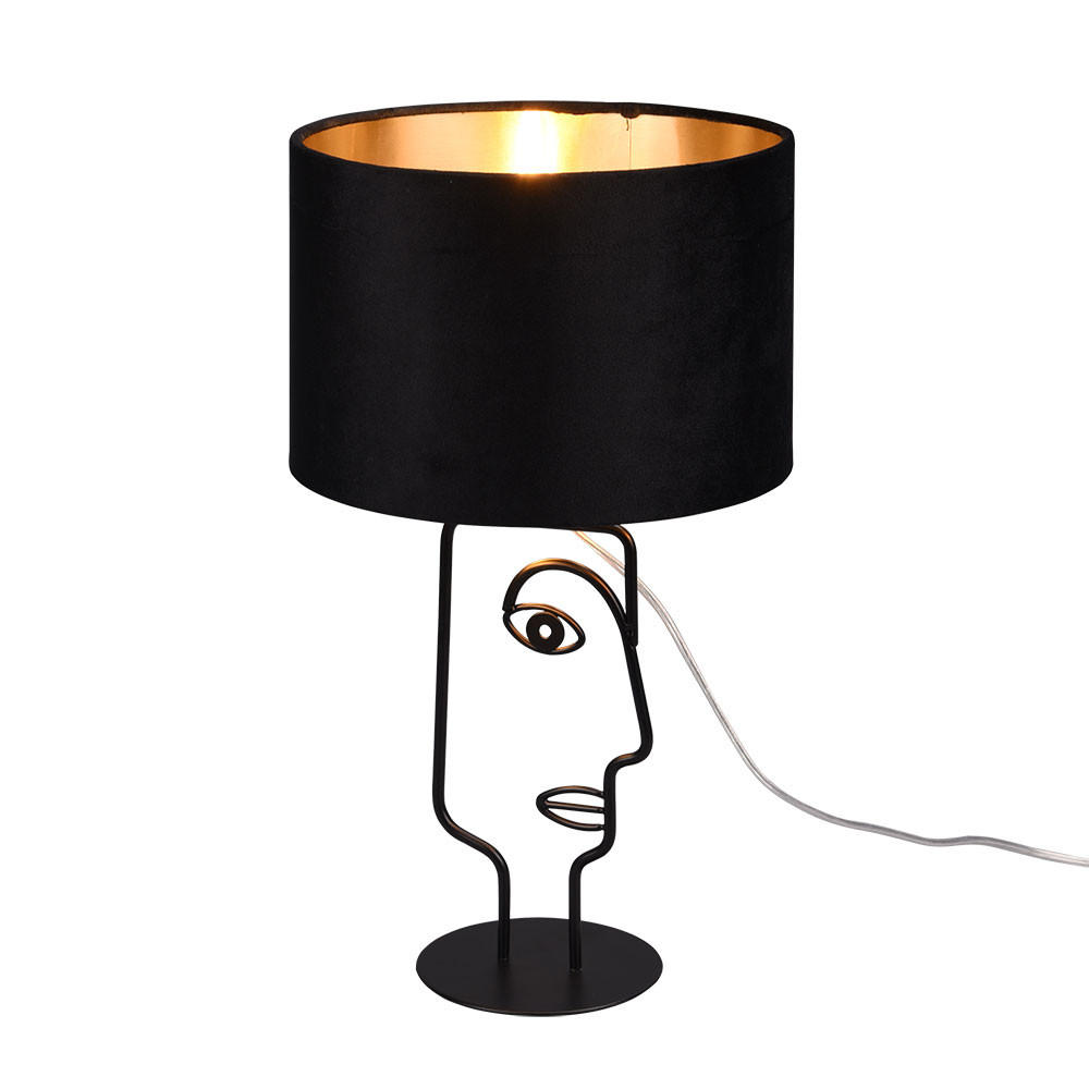 LED TISCHLEUCHTE Metall Schwarz Gesicht-Design - Schwarz, Metall (24/24/42cm)