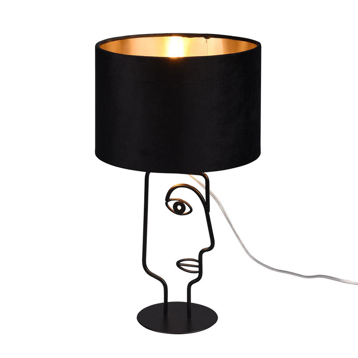 LED TISCHLEUCHTE Metall Schwarz Gesicht-Design - Schwarz, Metall (24/24/42cm)