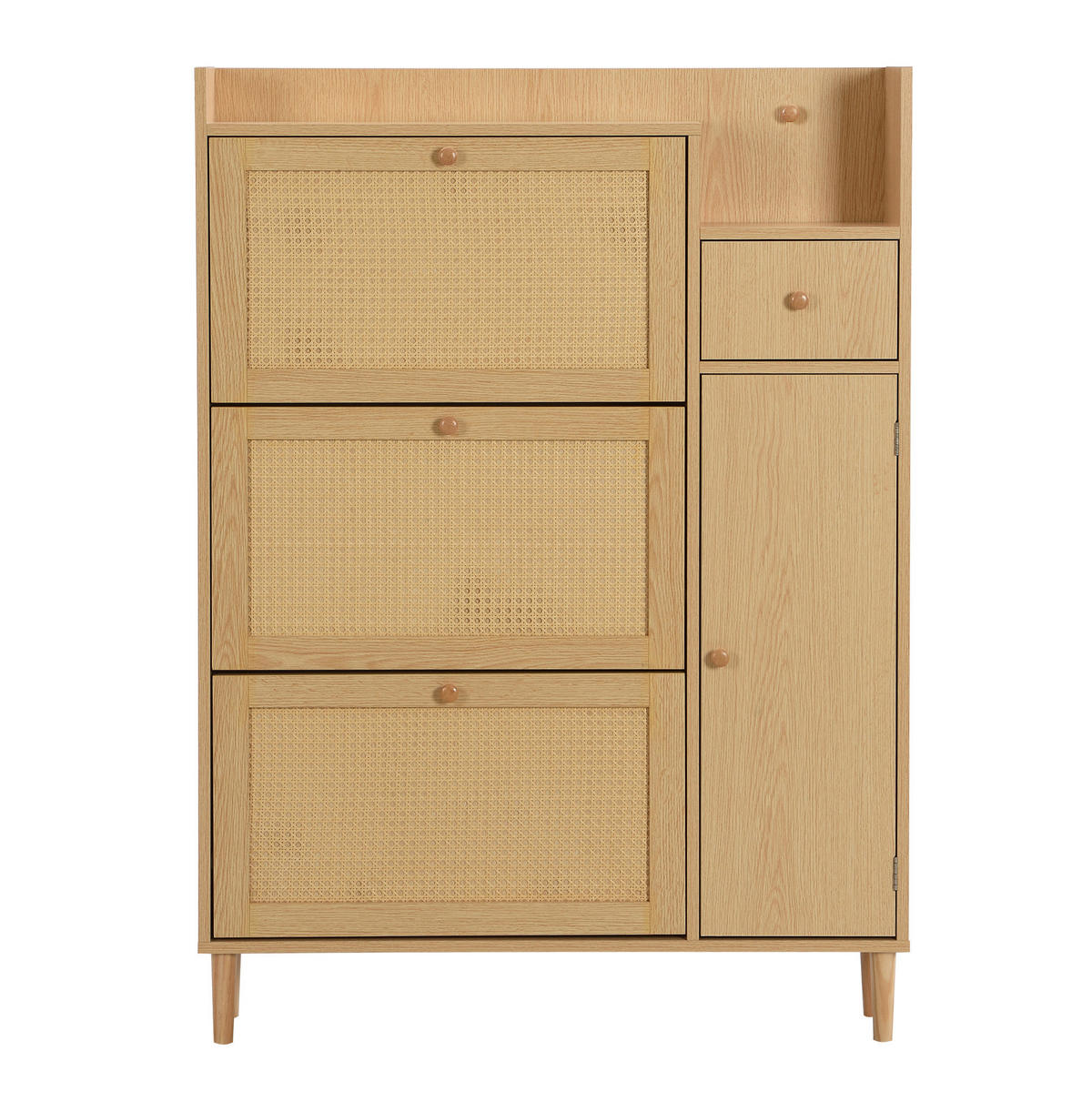 SCHUHSCHRANK 90/17/125 cm Natur aus MDF mit 3 Klappen - Naturfarben, Holzwerkstoff (90/125/17cm) - OKWISH