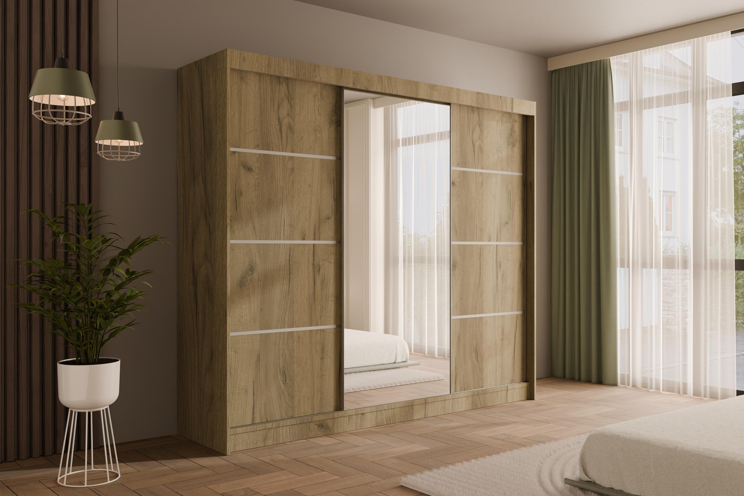KLEIDERSCHRANK PAOKI - 250 cm - Braun - Braun, Holzwerkstoff (250/215/61cm) - ALTDECOR