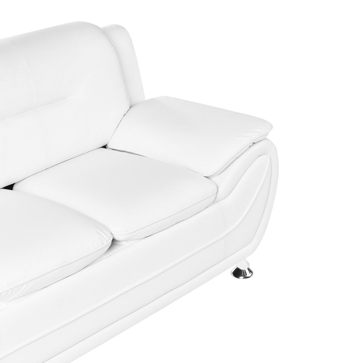 2-SITZER-SOFA Kunstleder Weiß Leira - Silberfarben/Weiß, Kunststoff (147/86/78cm) - Beliani