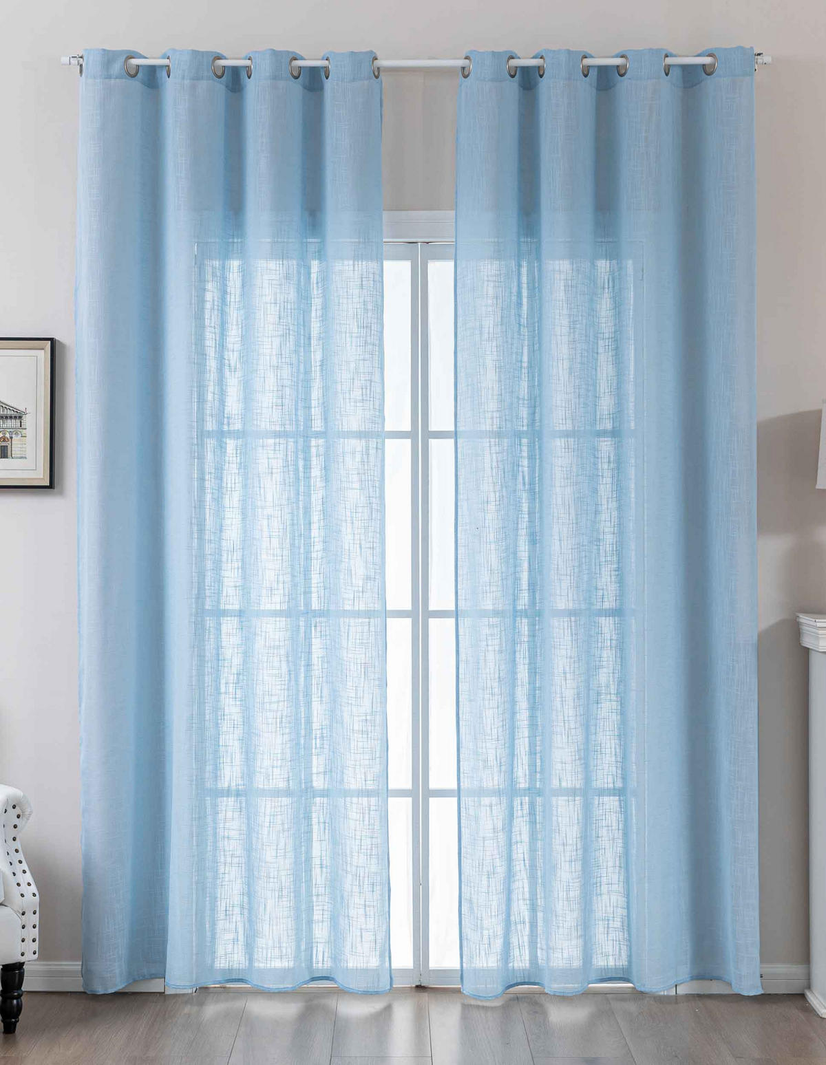 VORHANG 2ER SET SEOUL HxB 245x140 cm Hellblau - Hellblau, Textil (60/245cm) - Gardinenbox
