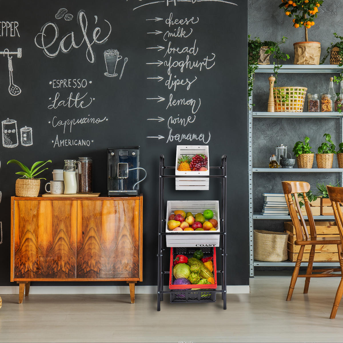 GETRÄNKEKISTENREGAL - Schwarz, Metall (50/116/34cm) - Relaxdays