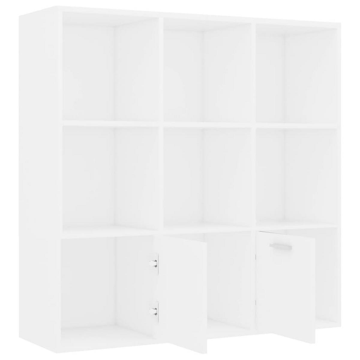 BÜCHESCHRANK mit 7 Fächern, 2 Türen 98/30/98 cm aus Holzwerkstoff Weiß - Weiß, Holz (98/98/30cm) - vidaXL