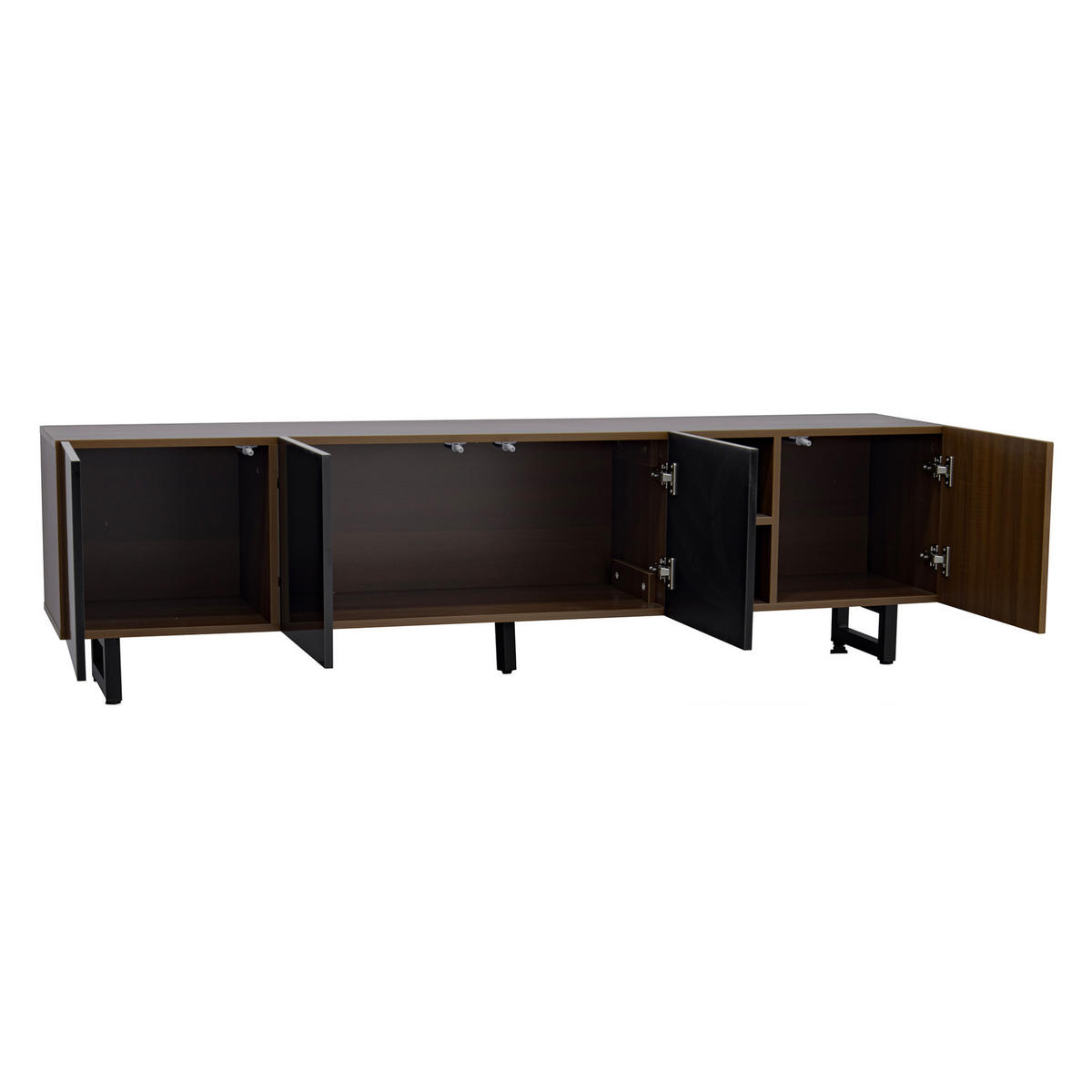 TV-LOWBOARD 180/38/50 cm in Schwarz/Natur mit Hochglanzfronten und 4 Türen - Hellbraun, Holzwerkstoff (180/50/38cm) - Flora Grace
