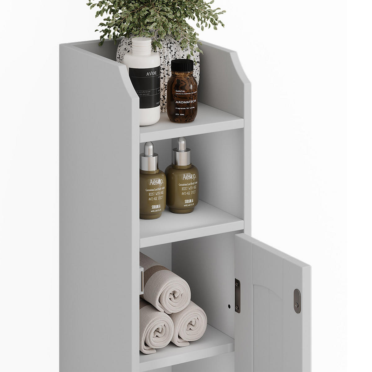 MIDISCHRANK Bianco Weiß 18 x 81 cm mit 5 Fächern - Weiß, Holzwerkstoff (18/81/20cm) - Vicco
