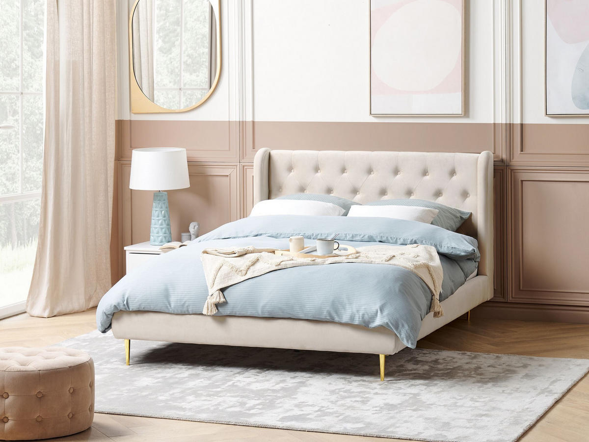 POLSTERBETT 140/200 cm Beige Forbach - Beige, Textil (140/200cm) - Beliani