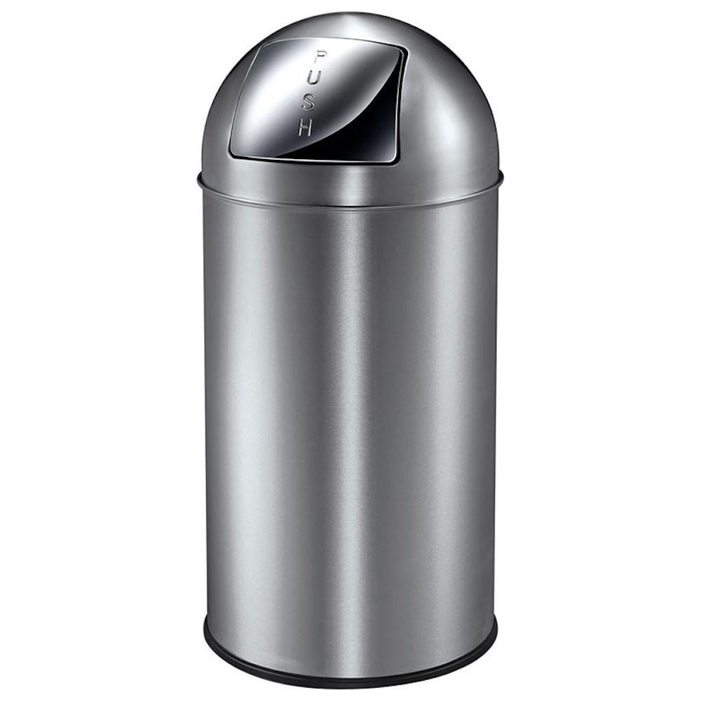 MÜLLEIMER Mit Pushdeckel & Inneneimer Aus Metall 40 Liter 74 x 34 x 34 cm Matt Edelstahl & Silber - Silberfarben, Metall (34/74/34cm) - PROREGAL