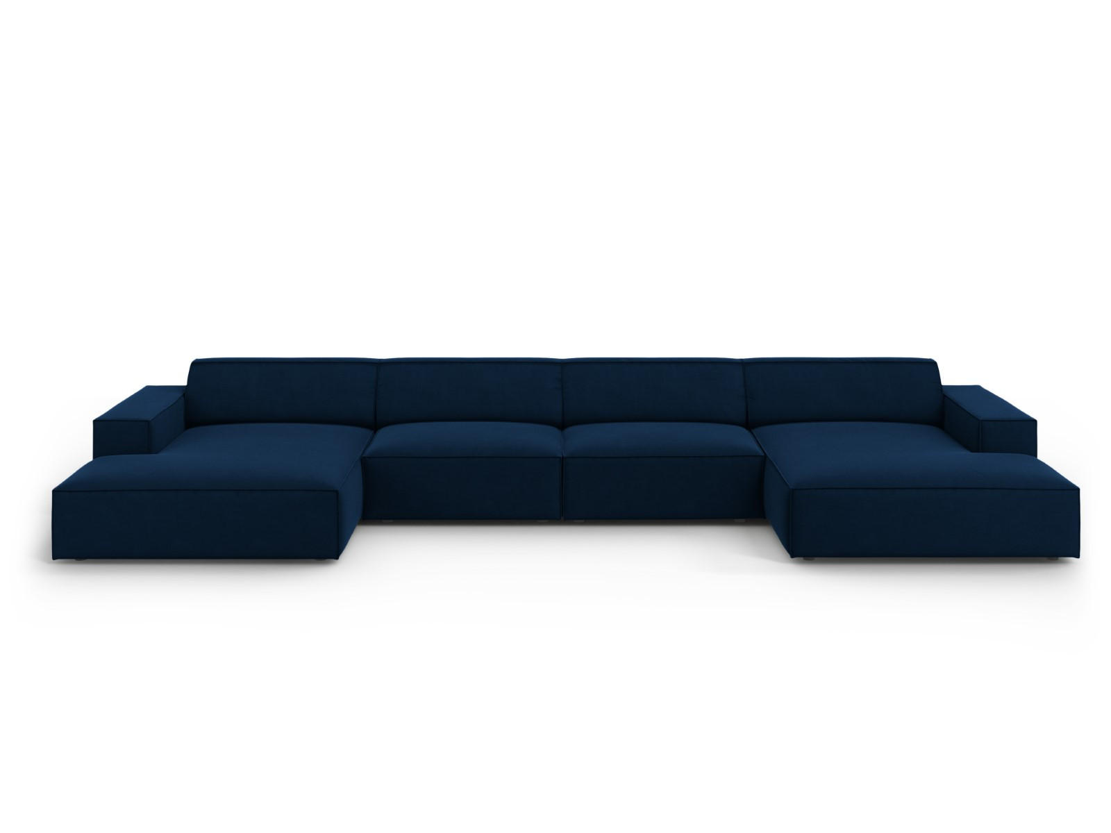 PANORAMASOFA Jodie aus Samt königsblau 6 Sitzplätze - Blau, Textil (166/70/364cm) - Micadoni