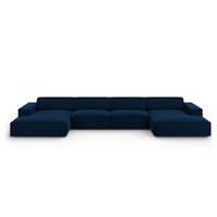 PANORAMASOFA Jodie aus Samt königsblau 6 Sitzplätze - Blau, Textil (166/70/364cm) - Micadoni