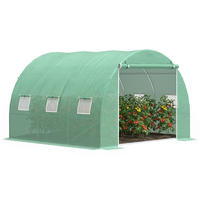 GEWÄCHSHAUS DE-12022 mit 6 Fenstern & Tür Grün - Grün, Metall (300/200/300cm) - ComfortXL