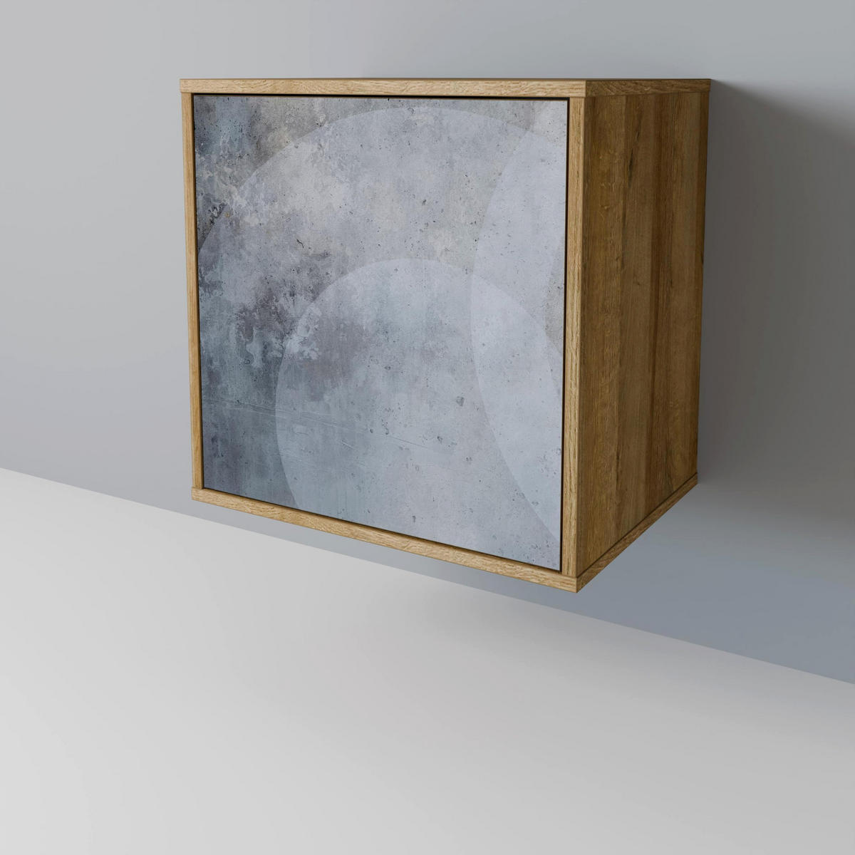 SIDEBOARD MUTED ARC, Eichefarben, 57,5x42x72,5 cm, Schwarze Metallfüße - Eichefarben/Multicolor, Holzwerkstoff/Metall (57.5/72.5/42cm) - SpaceRebels