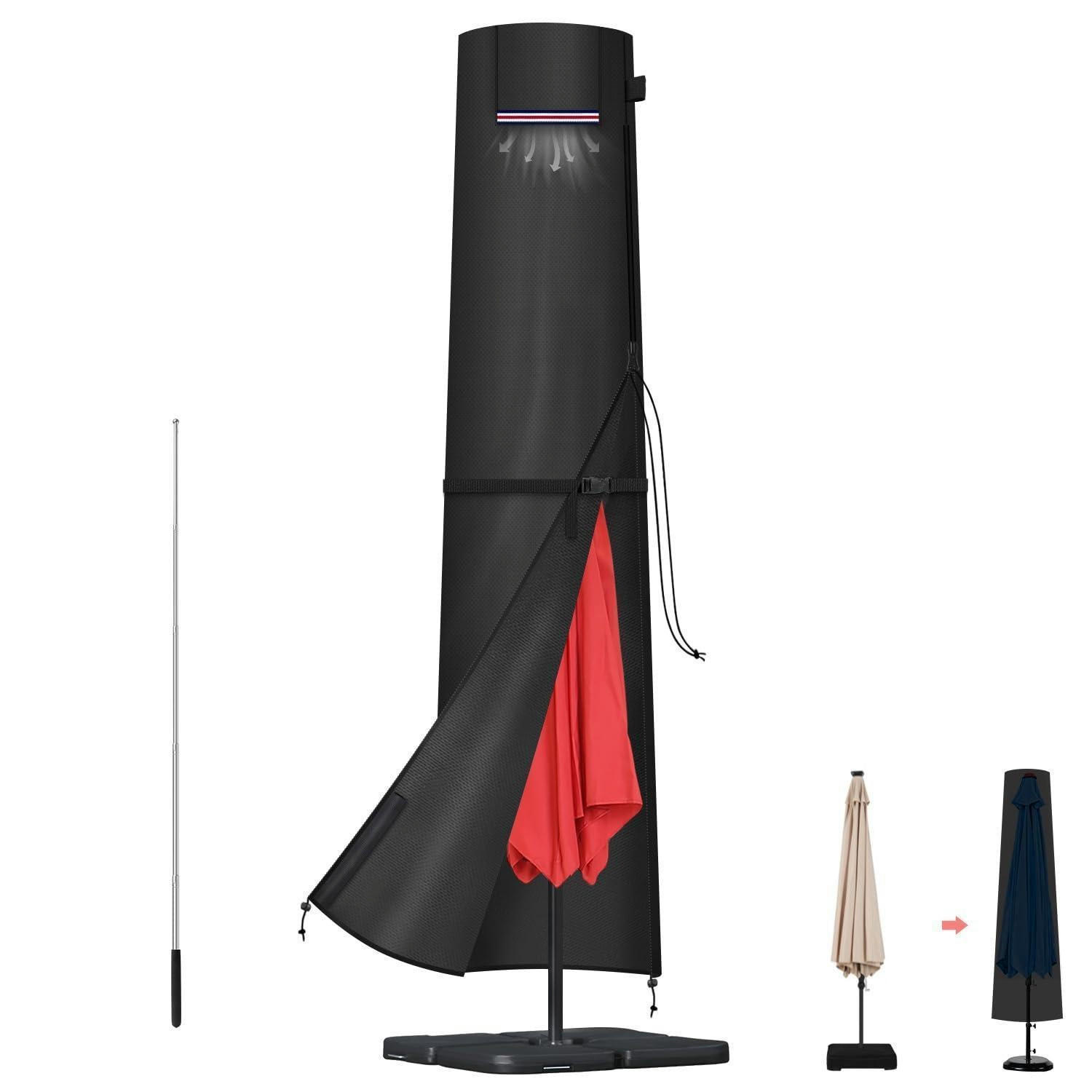 SCHUTZHÜLLE für Sonnenschirm 220 cm Wasserdicht 420D Oxford Abdeckung mit Stab - Schwarz, Textil (50/30/220cm)