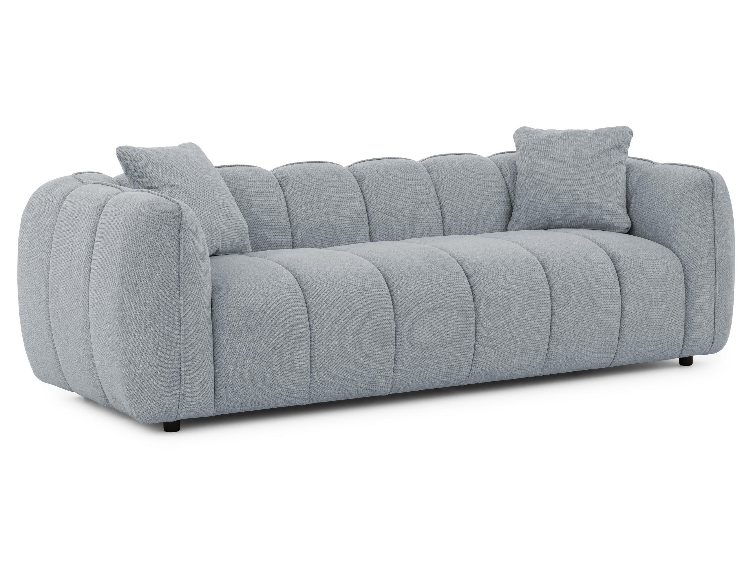S-Style TŘÍMÍSTNÁ POHOVKA Nubira v hluboce prošívaném designu Bubble z měkké strukturované látky v šedé barvě s moderním vzhledem