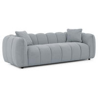 3-SITZER SOFA Nubira in tief gesteppter Bubble-Optik aus weichem Grau Strukturstoff im modernen Design - Schwarz/Grau, Holz/Kunststoff (228/69/89cm) - S-Style Möbel