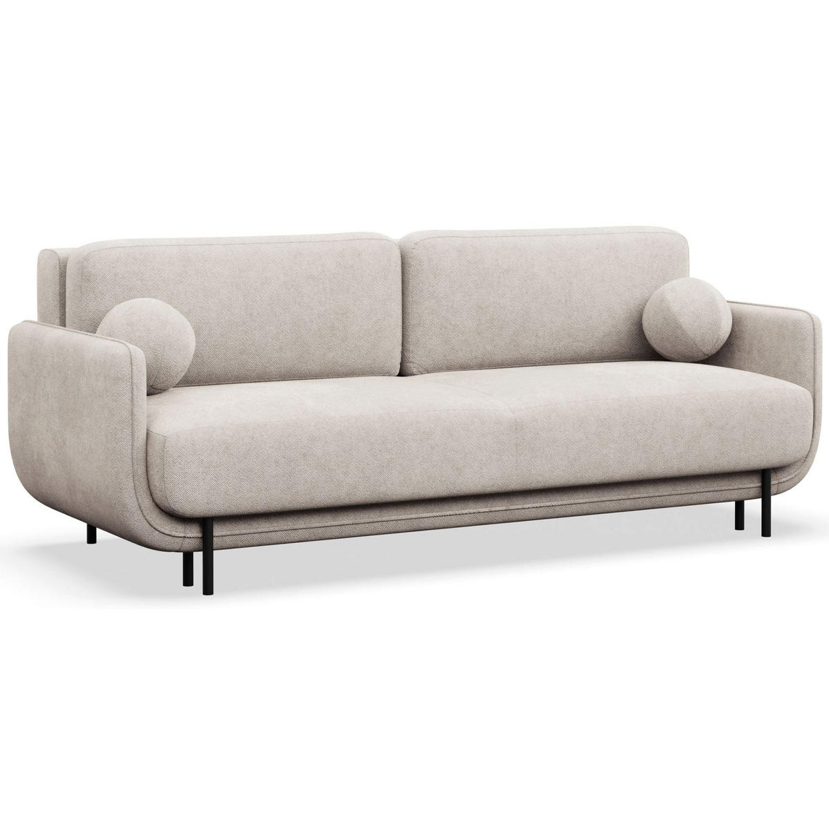SCHLAFSOFA Ovals Hellbeige - Ecru/Schwarz, Textil/Metall (236/95/96cm) - Selsey