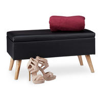 SITZBANK - Schwarz, Holz/Holzwerkstoff (80/40/39.5cm) - Relaxdays