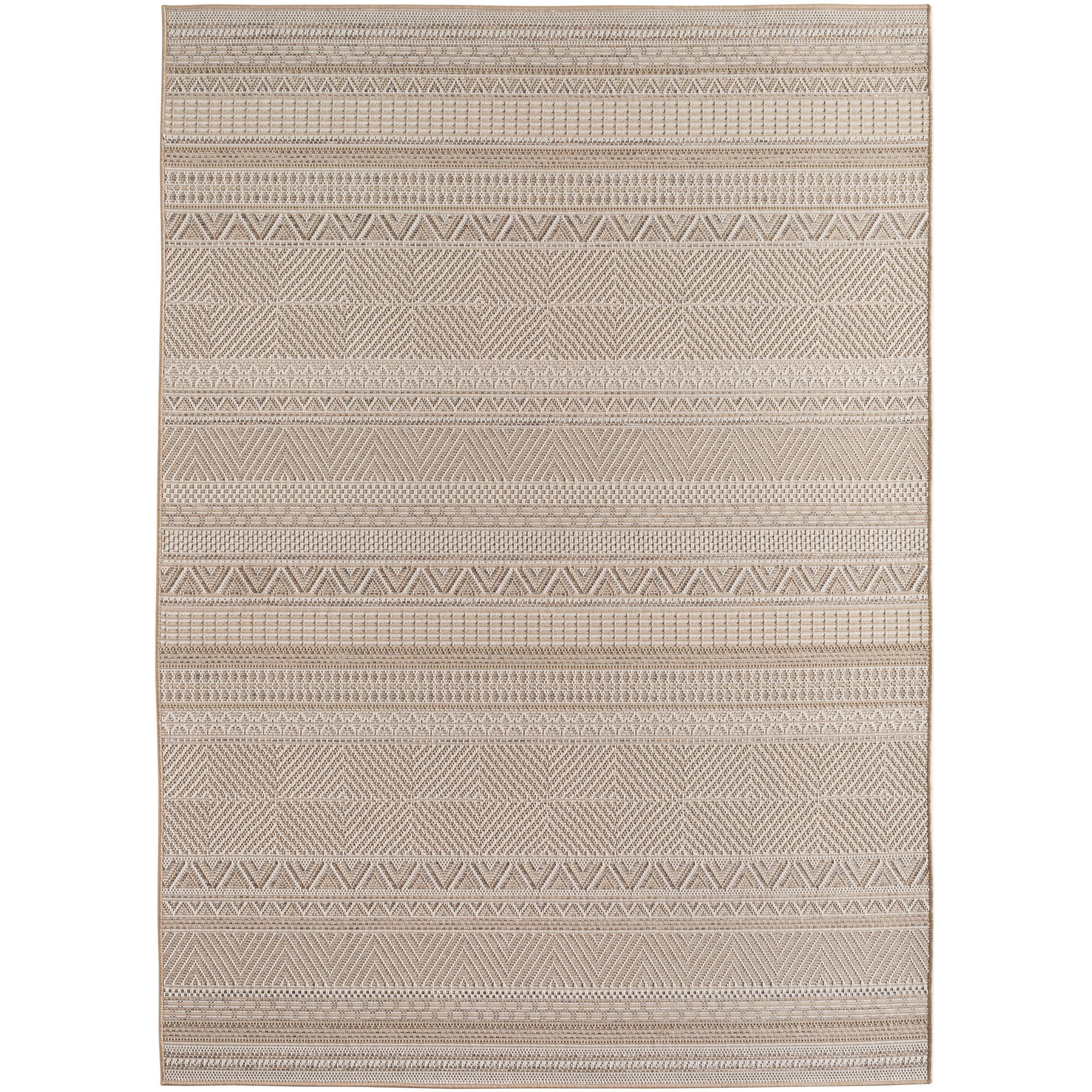 TEPPICH Outdoor Flachgewebe Ethno Muster Polypropylen Balkon Beige Rechteckig 140x200 - Beige, Textil (140/200cm) - KADIMA DESIGN