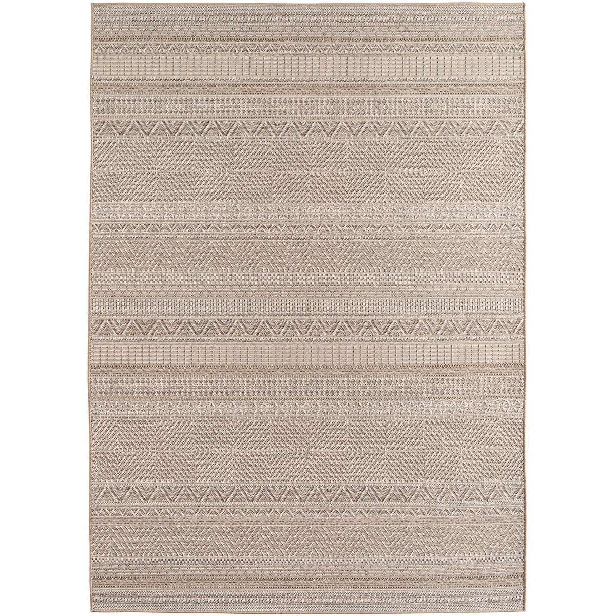 TEPPICH Outdoor Flachgewebe Ethno Muster Polypropylen Balkon Beige Rechteckig 140x200 - Beige, Textil (140/200cm) - KADIMA DESIGN