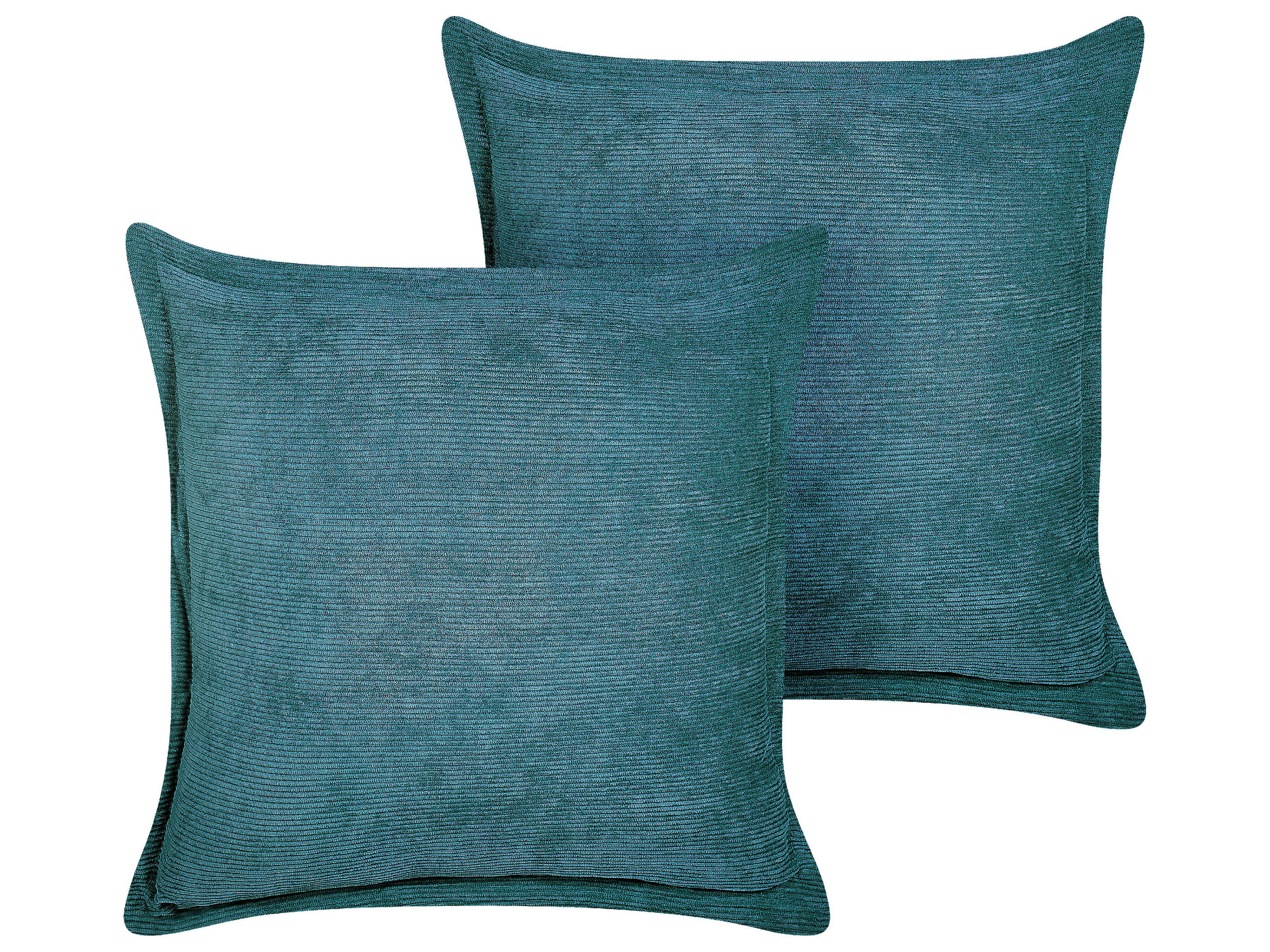 DEKOKISSEN CORD 2er-Set Blaugrün 43/43 cm Zinnia - Türkis, Textil (43/43cm) - Beliani