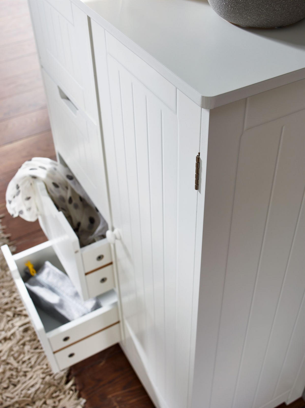 BADSCHRANK Weiß 30x83x30 cm im Landhausstil aus MDF mit 4 Schubladen - Weiß, Holz (56/83/30cm) - KADIMA DESIGN