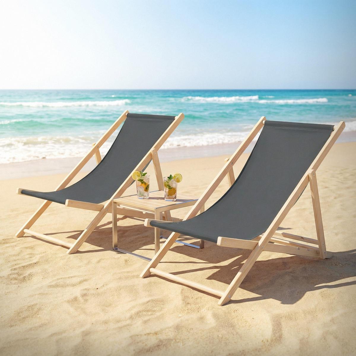 LIEGESTUHL 10er Set Anthrazit - Anthrazit, Holz (57.5/83/100cm) - ECD-Germany