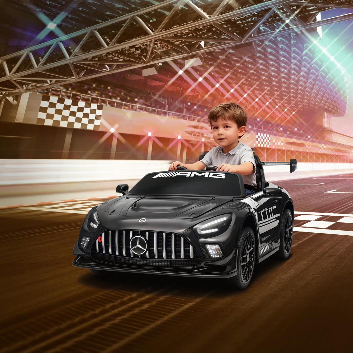 MERCEDES-ELEKTROAUTO DE-06240 AMG lizenziert mit Fernbedienung und Musik Schwarz - Schwarz, Kunststoff/Metall (115/66/44cm) - ComfortXL