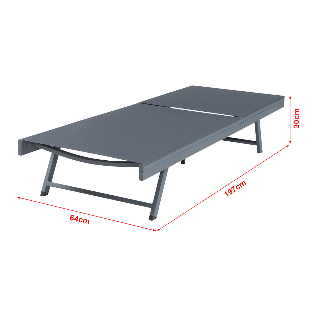 SONNENLIEGE Baragiano - Dunkelgrau, Textil/Metall (197/30/64cm) - casa.pro