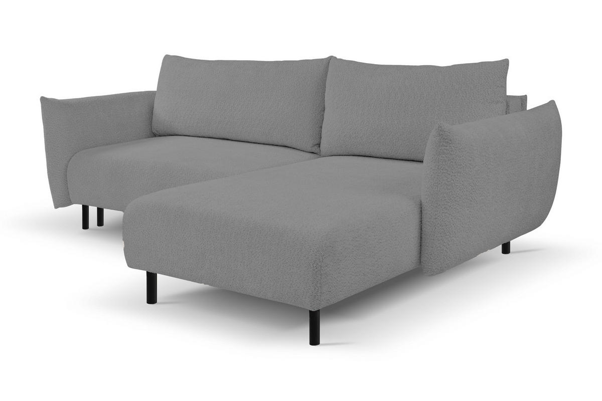 ECKSOFA ADEL mit Schlaffunktion und Bettkasten, L-förm, Metallbeine, verstellbar lose Rückenkissen, freistehend, RECHTS, 257x171x90 cm, Light Grey - Hellgrau, Holz/Textil (257/171cm) - DomoHome