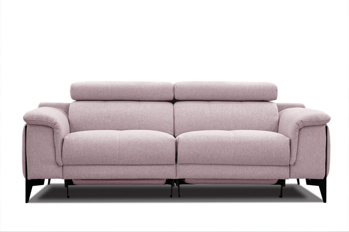 RELAXSOFA MATERA 3-Sitzer mit 2 Relaxfunktionen, rosa - Schwarz/Rosa, Holzwerkstoff/Textil (212/82/103cm) - Courtois Laville