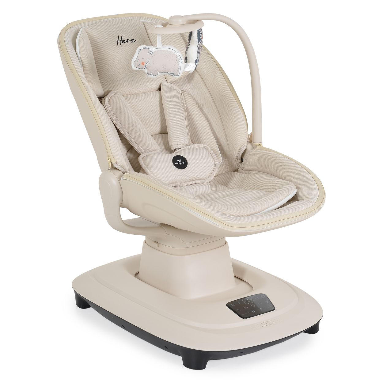 BABYWIPPE Hera beige App-Steuerung, 360° drehbar, Moskitonetz, 5-Punkt-Gurt, 5 Stufen - Beige, Metall - Cangaroo
