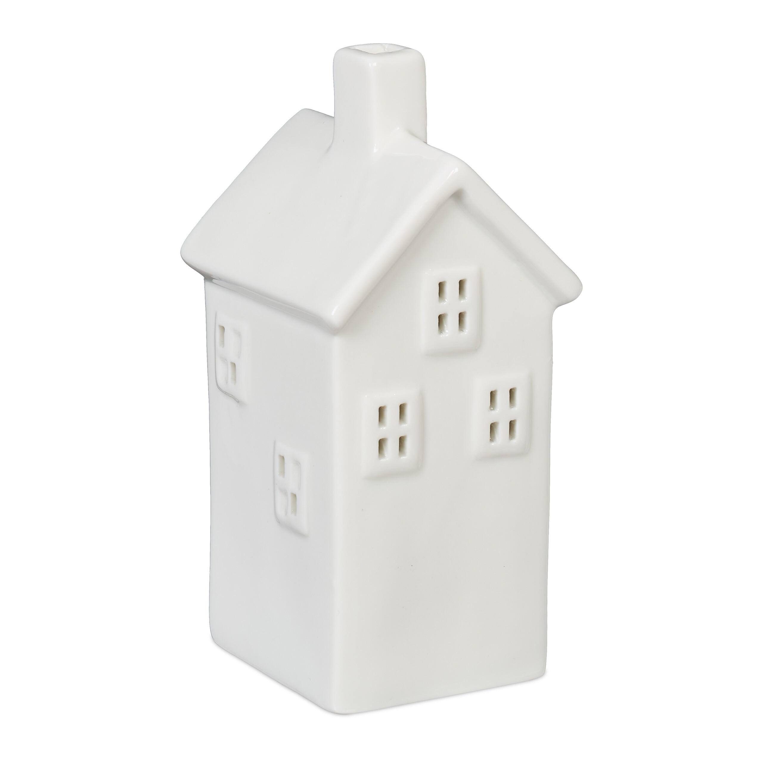 Relaxdays SVÍCEN Bílý porcelán domeček 14 cm