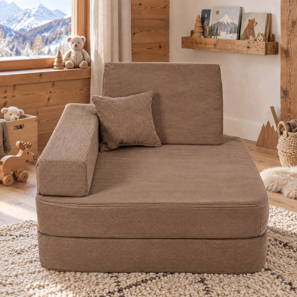 KINDERSESSEL Cordsamt Braun - Braun, Textil (80/24/80cm) - AngeLove