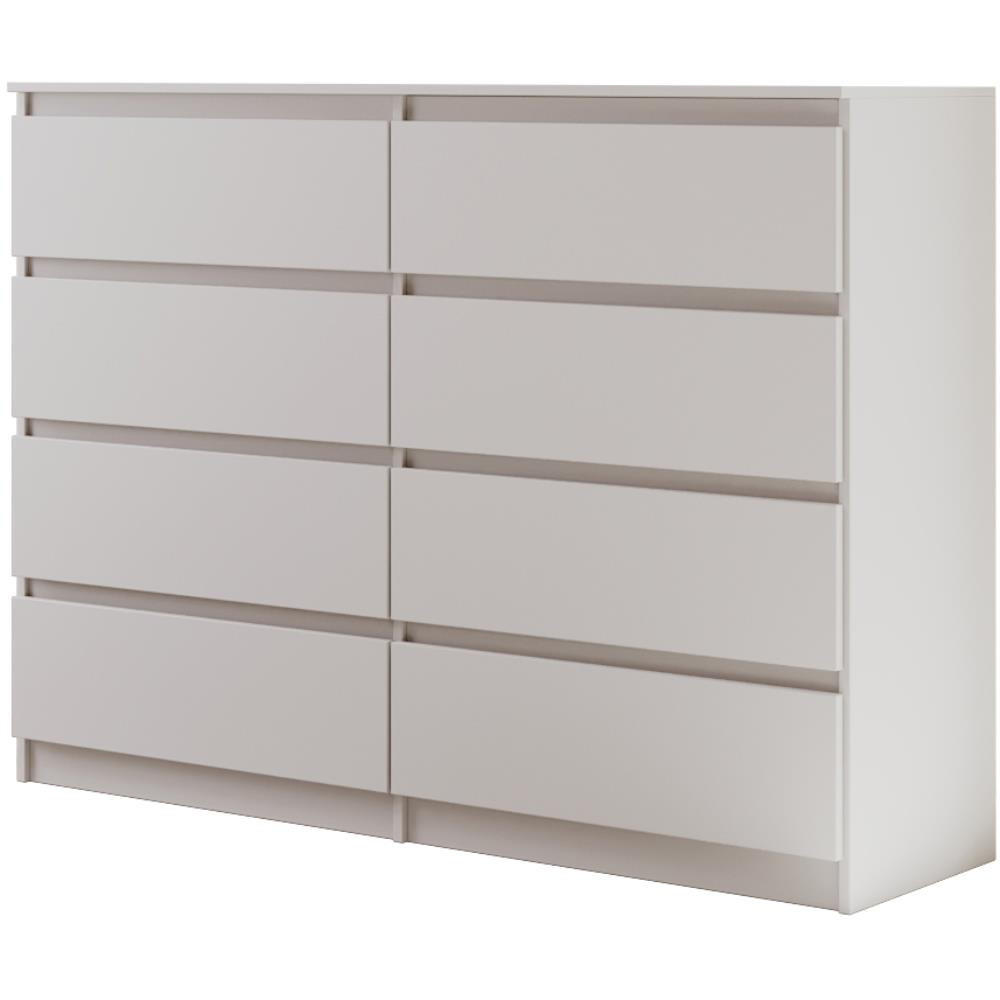 KOMMODE Lemon 140 cm mit acht Schubladen weiß matt - Weiß, Holzwerkstoff (140/101.5/39cm) - Beautysofa