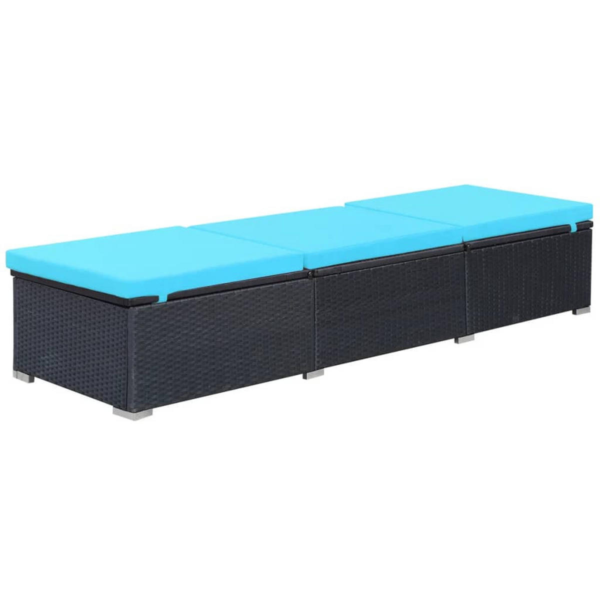 SONNENLIEGE mit Auflage Poly Rattan Schwarz - Schwarz, Holz (60/31/195cm) - furnicato
