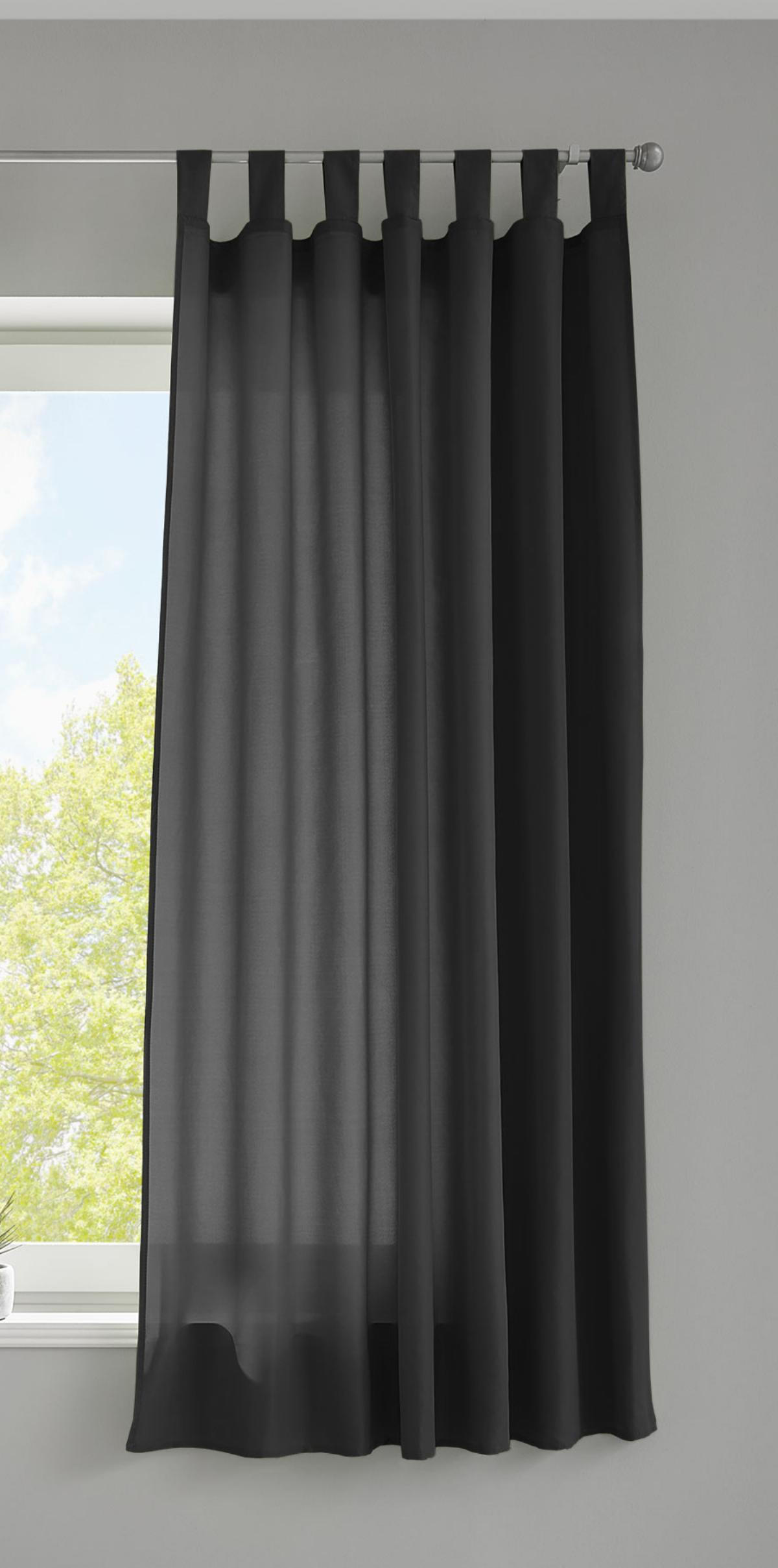 VORHANG POTSDAM HxB 175x140 cm Schwarz - Schwarz, Textil (140/175cm) - Gardinenbox