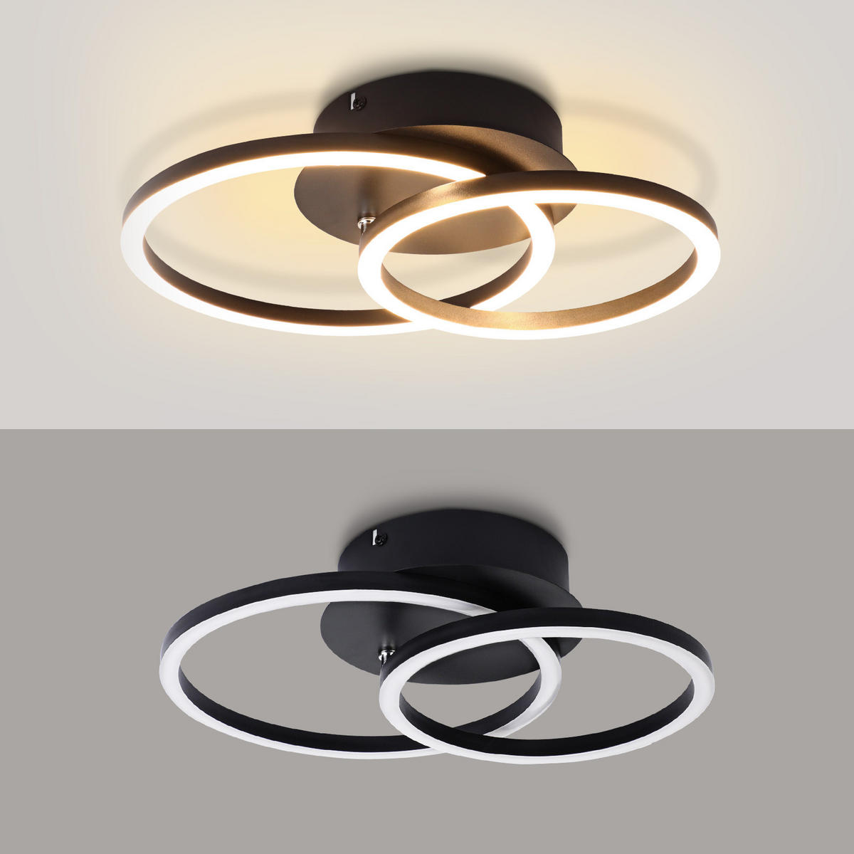 LED-DECKENLEUCHTE Lünen 34.3/25/7.4 cm - Schwarz, Metall (34.3/25/7.4cm) - Nettlife
