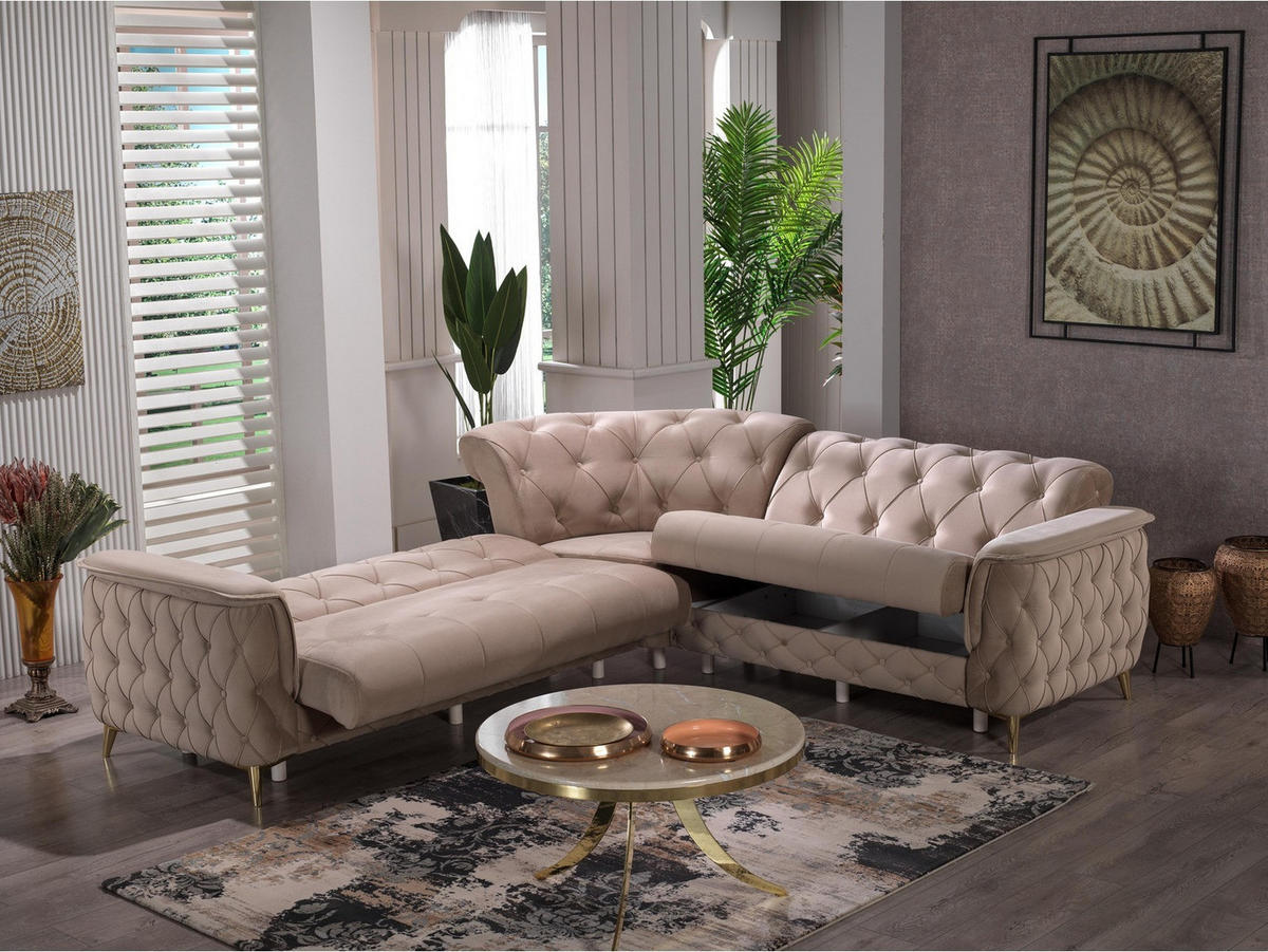 ECKSCHLAFSOFA Sucre Beige - Langer Schenkel Links - Beige, Holzwerkstoff/Kunststoff (315/245cm)