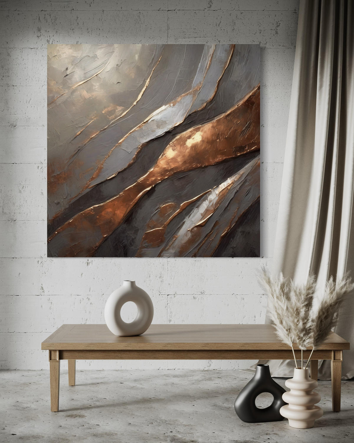 WANDBILD glamour textur abstrakt - Grau, Textil (50/50cm) - Feeby