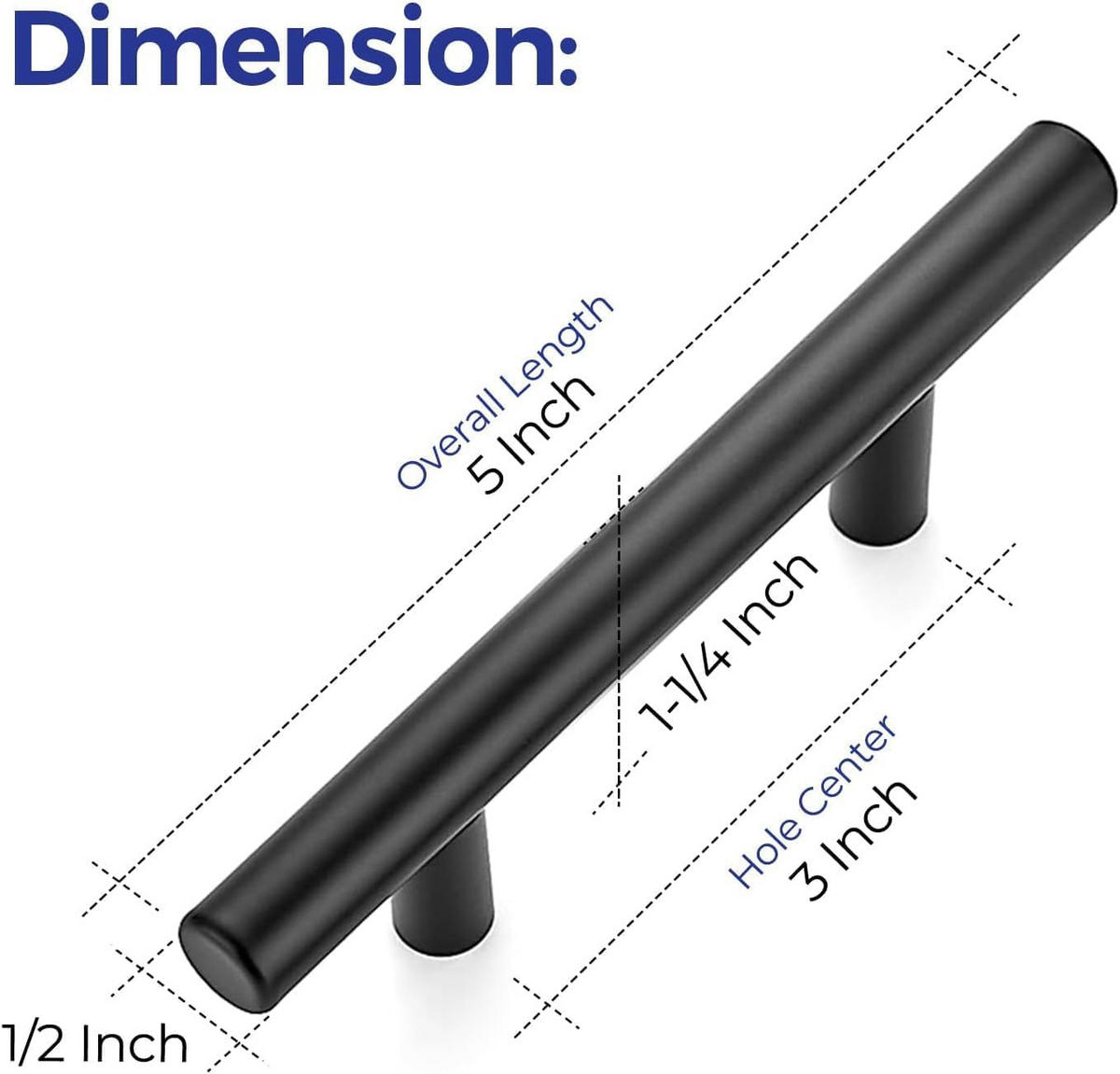 MÖBELGRIFF Schwarz Matt 10er-Set 128 mm Edelstahl - Schwarz, Metall (1.2/3/12.7cm)