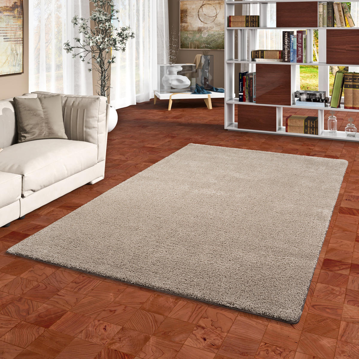 HOCHFLOR SHAGGY TEPPICH PALACE - Taupe, Textil (80/160cm) - Snapstyle