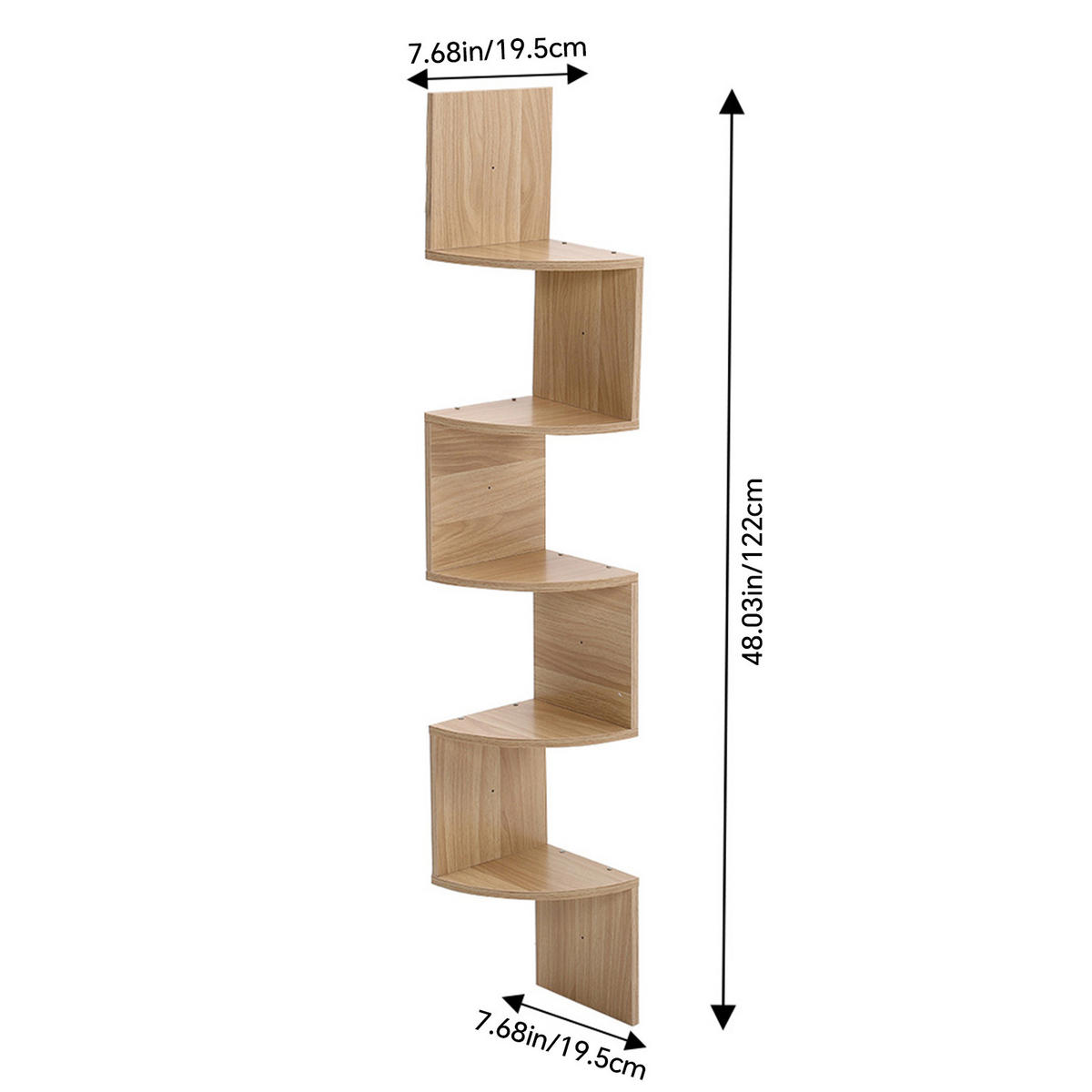 WANDREGAL 19.5/19.5/122 cm 5-Stufig Wandmontage Holz Hellbraun - Hellbraun, Holzwerkstoff (19.5/122/19.5cm) - Livingandhome