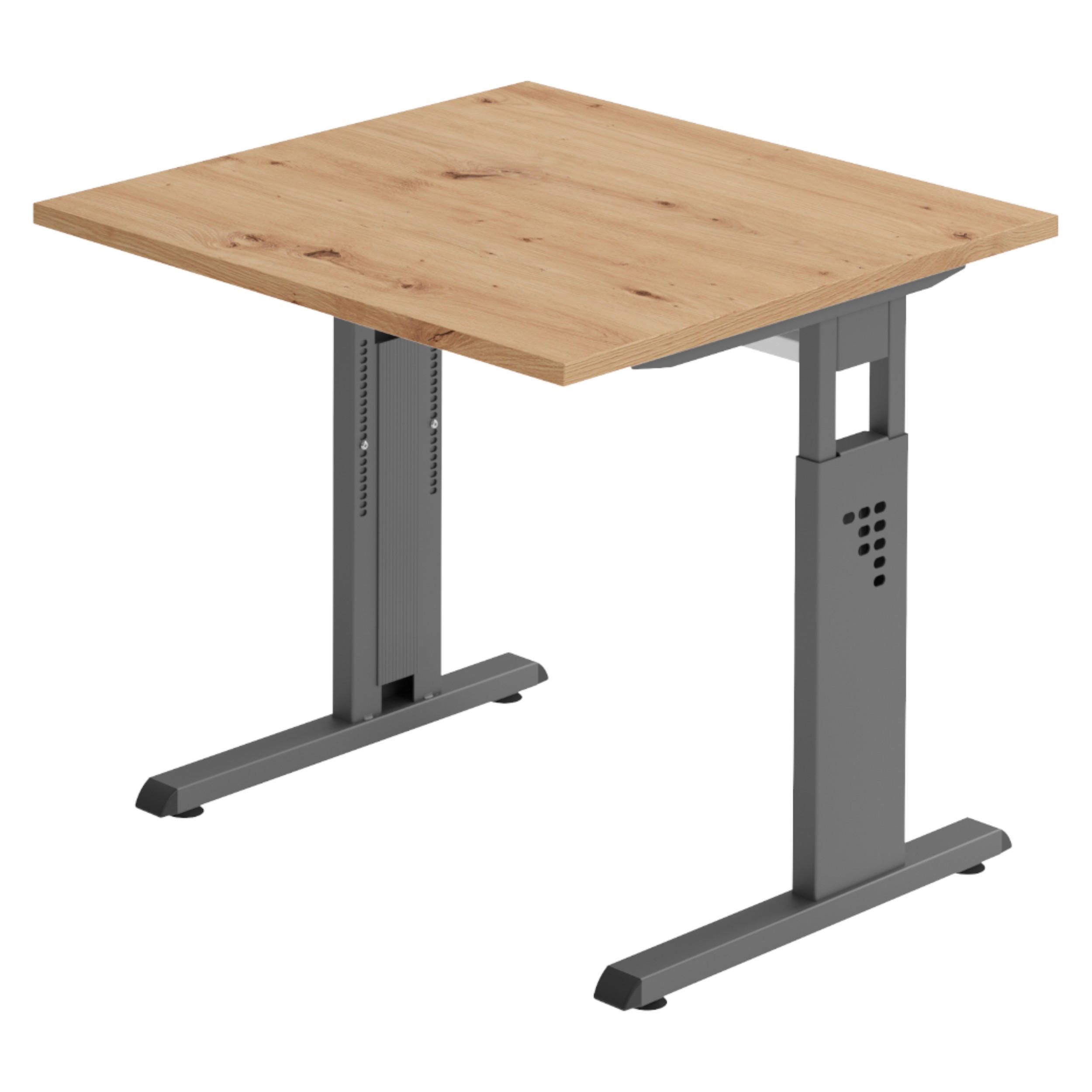 SCHREIBTISCH Serie-O 80/80/74 cm in Wildeiche/Graphitfarben - Wildeiche/Graphitfarben, Holzwerkstoff (80/80/74cm) - bümö