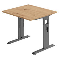 SCHREIBTISCH Serie-O 80/80/74 cm in Wildeiche/Graphitfarben - Wildeiche/Graphitfarben, Holzwerkstoff (80/80/74cm) - bümö