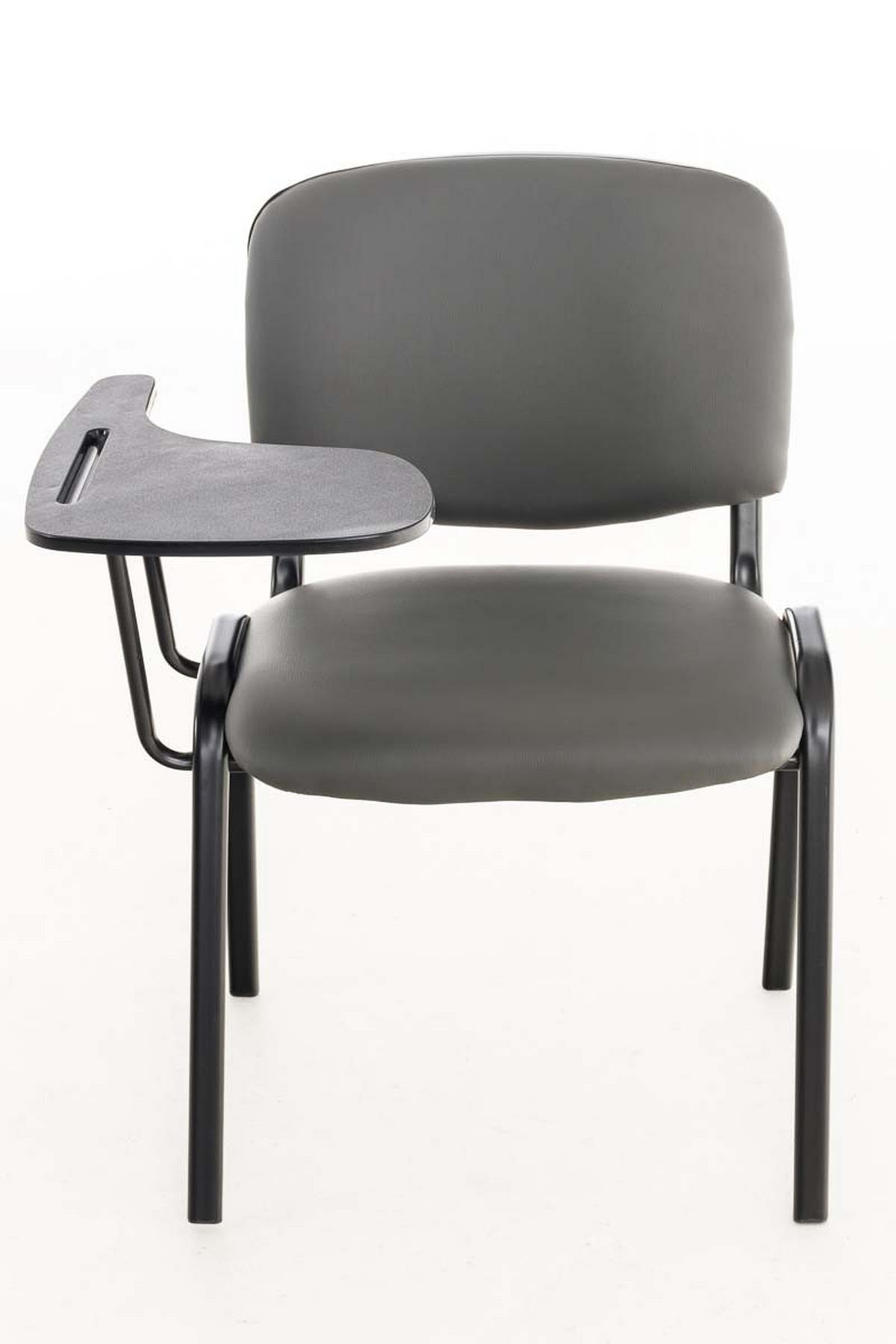 BESUCHERSTUHL Keen mit Klapptisch, Kunstleder mit Gestell Schwarz / Bezug Grau - Schwarz/Grau, Textil/Metall (53/81/53cm) - TPFLiving